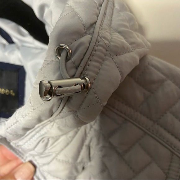 Weatherproof Light Gray Quilted Hooded Jacket L | Zip Front Warm Outerwear - Picture 6 of 13